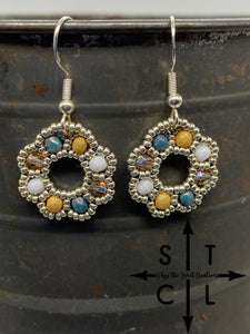 Turquoise White Mustard Silver Amanda Earrings