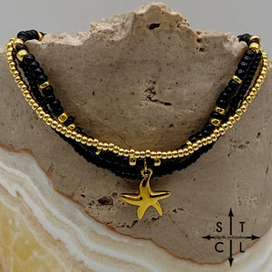 Black Gold Stretchy Anklet