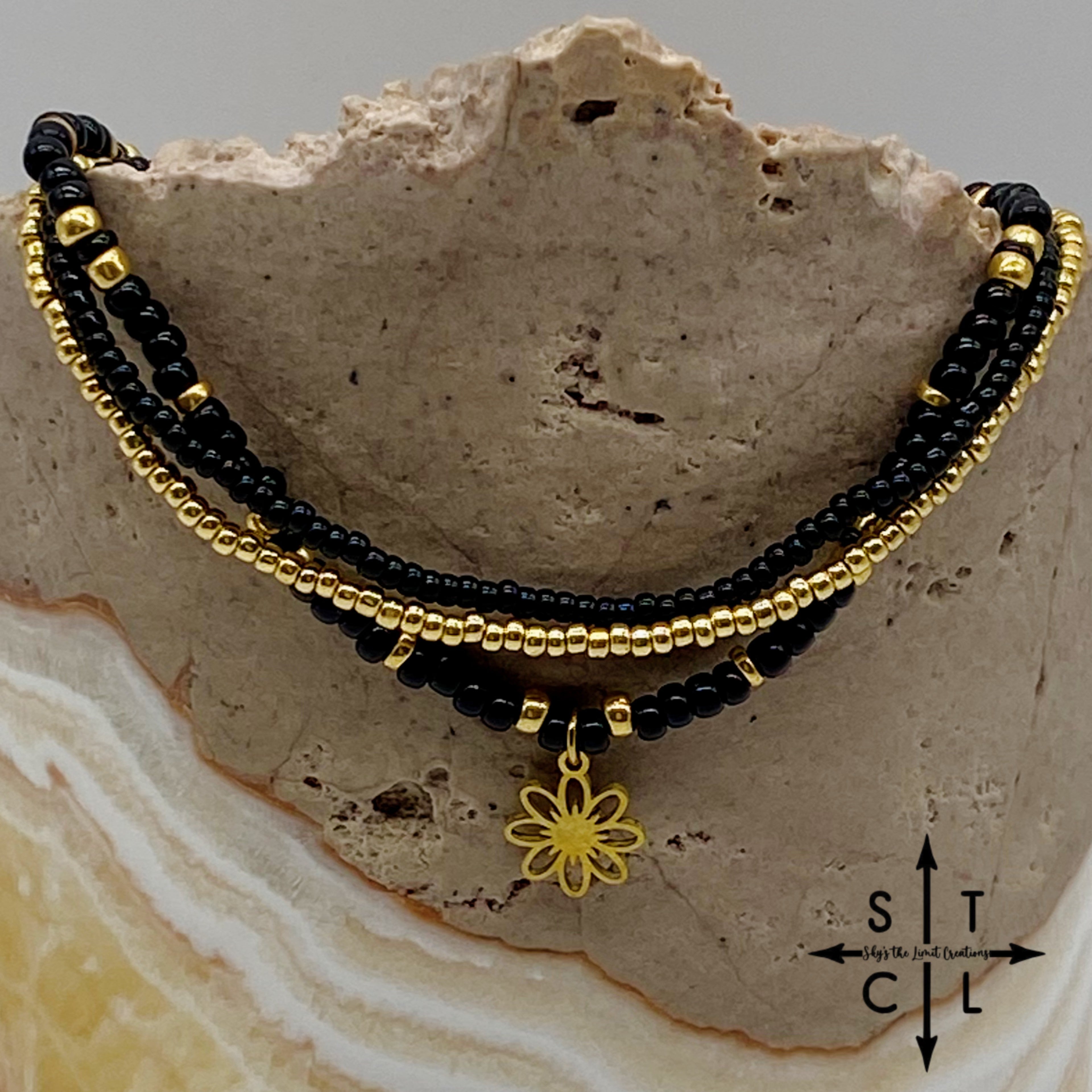 Black Gold Stretchy Anklet