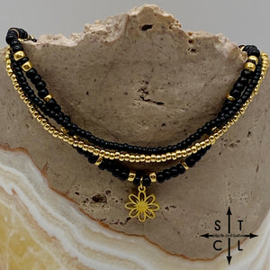 Black Gold Stretchy Anklet