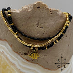 Load image into Gallery viewer, Black Gold Stretchy Anklet
