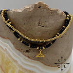 Load image into Gallery viewer, Black Gold Stretchy Anklet
