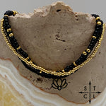 Load image into Gallery viewer, Black Gold Stretchy Anklet
