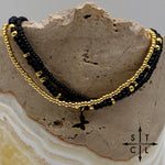 Load image into Gallery viewer, Black Gold Stretchy Anklet
