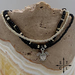 Load image into Gallery viewer, Black Silver Stretchy Anklet
