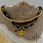 Load image into Gallery viewer, Black Gold Stretchy Anklet
