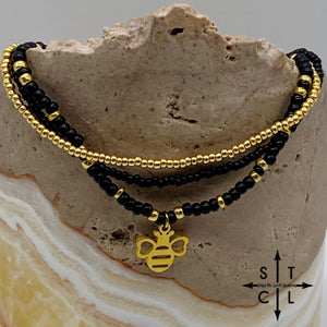 Black Gold Stretchy Anklet