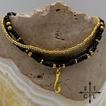 Load image into Gallery viewer, Black Gold Stretchy Anklet
