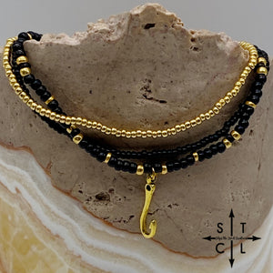 Black Gold Stretchy Anklet