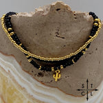 Load image into Gallery viewer, Black Gold Stretchy Anklet
