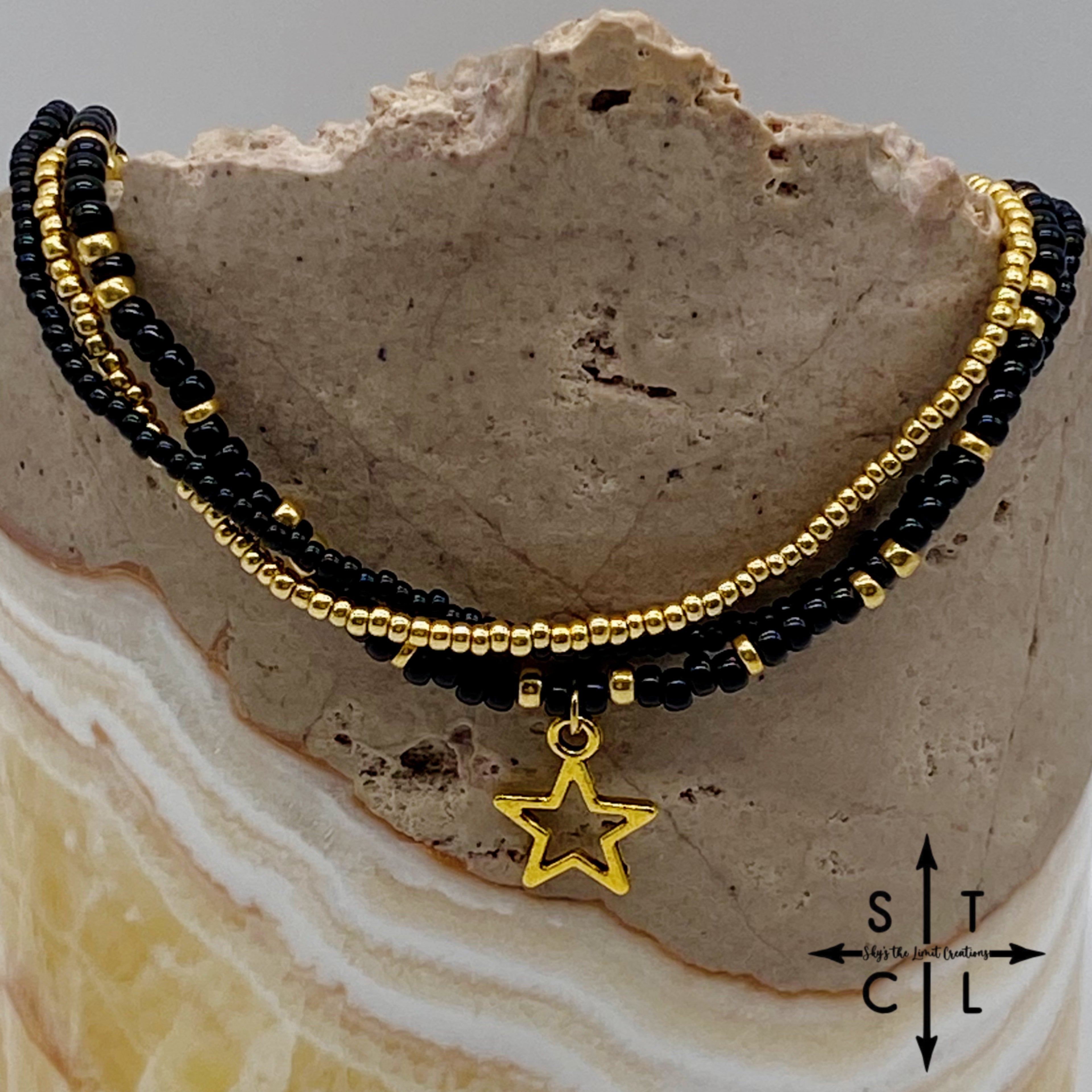 Black Gold Stretchy Anklet
