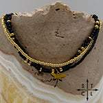 Load image into Gallery viewer, Black Gold Stretchy Anklet
