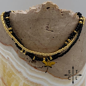 Black Gold Stretchy Anklet