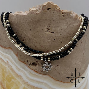 Black Silver Stretchy Anklet
