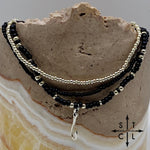 Load image into Gallery viewer, Black Silver Stretchy Anklet
