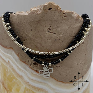 Black Silver Stretchy Anklet