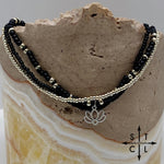 Load image into Gallery viewer, Black Silver Stretchy Anklet
