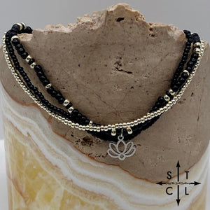 Black Silver Stretchy Anklet