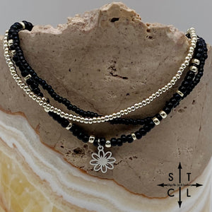 Black Silver Stretchy Anklet