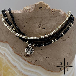 Black Silver Stretchy Anklet