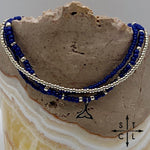 Load image into Gallery viewer, Navy Blue Silver Stretchy Anklet
