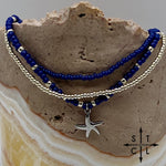 Load image into Gallery viewer, Navy Blue Silver Stretchy Anklet
