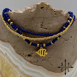 Load image into Gallery viewer, Navy Blue Gold Stretchy Anklet
