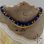 Load image into Gallery viewer, Navy Blue Gold Stretchy Anklet
