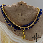 Load image into Gallery viewer, Navy Blue Gold Stretchy Anklet
