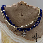 Load image into Gallery viewer, Navy Blue Silver Stretchy Anklet
