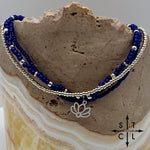 Load image into Gallery viewer, Navy Blue Silver Stretchy Anklet
