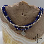 Load image into Gallery viewer, Navy Blue Silver Stretchy Anklet
