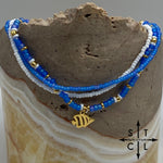Load image into Gallery viewer, Frosted Blue White Gold Stretchy Anklet
