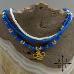 Load image into Gallery viewer, Frosted Blue White Gold Stretchy Anklet
