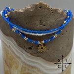 Load image into Gallery viewer, Frosted Blue White Gold Stretchy Anklet

