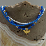 Load image into Gallery viewer, Frosted Blue White Gold Stretchy Anklet
