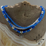Load image into Gallery viewer, Frosted Blue White Silver Stretchy Anklet

