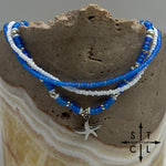 Load image into Gallery viewer, Frosted Blue White Silver Stretchy Anklet
