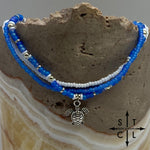 Load image into Gallery viewer, Frosted Blue White Silver Stretchy Anklet
