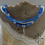 Load image into Gallery viewer, Frosted Blue White Silver Stretchy Anklet
