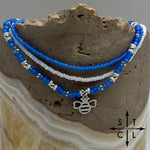 Load image into Gallery viewer, Frosted Blue White Silver Stretchy Anklet

