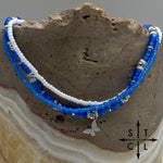 Load image into Gallery viewer, Frosted Blue White Silver Stretchy Anklet
