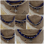 Load image into Gallery viewer, Navy Blue Silver Stretchy Anklet
