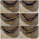 Load image into Gallery viewer, Navy Blue Gold Stretchy Anklet
