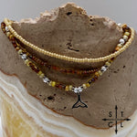 Load image into Gallery viewer, Tan Picasso Brown Pearl White Silver Stretchy Anklet
