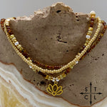 Load image into Gallery viewer, Tan Picasso Brown Pearl White Gold Stretchy Anklet
