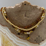 Load image into Gallery viewer, Tan Picasso Brown Pearl White Gold Stretchy Anklet
