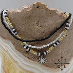 Load image into Gallery viewer, Tan Pearl White Black Silver Stretchy Anklet
