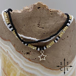 Load image into Gallery viewer, Tan Pearl White Black Silver Stretchy Anklet
