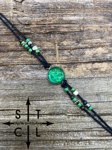 Green Silver Green Resin Cindy Bracelet